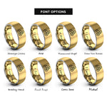 font options for inside engraving on gold & gray unity knot rings