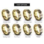font options for inside engraving on gold & grey unity knot rings