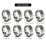 font options for inside engraving on grey unity knot rings