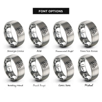 font options for inside engraving on grey unity knot rings