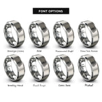 font options for inside engraving on gray unity knot rings