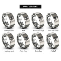 font options for inside engraving on silver unity knot rings