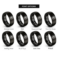 font options for inside engraving on black up bow mark rings