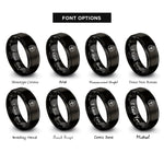 font options for inside engraving on black up bow mark rings