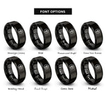 font options for inside engraving on black up bow mark rings