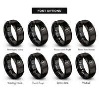 font options for inside engraving on black up bow mark rings