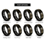 font options for inside engraving on gunmetal & black up bow mark rings