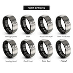 font options for inside engraving on black & silver upright horseshoe star rings