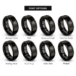 font options for inside engraving on black upright horseshoe star rings