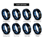 font options for inside engraving on black & blue upright pentacle rings