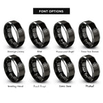 font options for inside engraving on black & silver upright pentacle rings