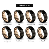 font options for inside engraving on black & rose gold upright piano rings