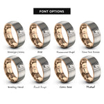 font options for inside engraving on rose gold & gray upright piano rings