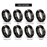font options for inside engraving on black & silver ur rune rings