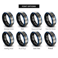 font options for inside engraving on black & blue & gray uranus rings
