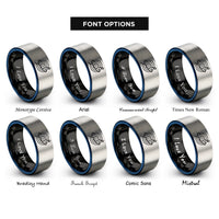 font options for inside engraving on black & blue & silver uranus rings