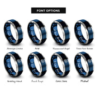 font options for inside engraving on blue & silver uranus rings