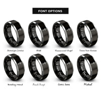 font options for inside engraving on black & grey uranus glyph rings