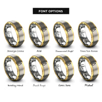 font options for inside engraving on gold & silver uranus planetary glyph rings