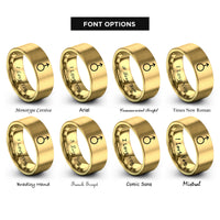 font options for inside engraving on gold uranus planetary glyph rings