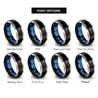 font options for inside engraving on black & blue & silver uranus sigil rings