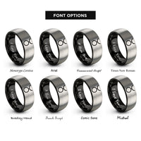 font options for inside engraving on black & gray uranus sigil rings