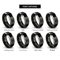 font options for inside engraving on black & gray urn icon teardrop rings