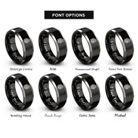 font options for inside engraving on black & grey urnes style knotwork rings