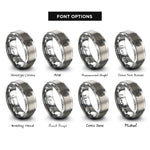 font options for inside engraving on silver urnes style knotwork rings