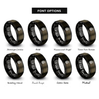 font options for inside engraving on gunmetal & black urnes style knotwork rings