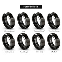 font options for inside engraving on black & silver ursa major constellation rings