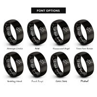 font options for inside engraving on black ursa major constellation rings