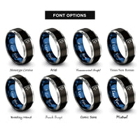 font options for inside engraving on black & blue & grey uruz rings