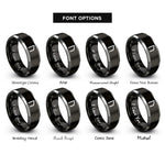font options for inside engraving on black & silver uruz rings