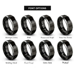 font options for inside engraving on black & gray us army star rings