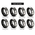 font options for inside engraving on black & silver us army star rings