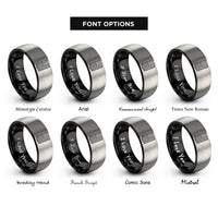 font options for inside engraving on black & gray us flag rings