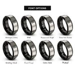 font options for inside engraving on black & silver us flag rings