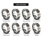 font options for inside engraving on silver us flag rings
