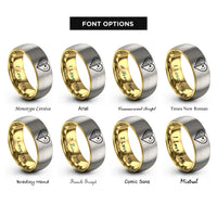 font options for inside engraving on gold & grey usa china heart rings
