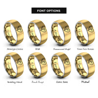 font options for inside engraving on gold & grey usa china heart rings