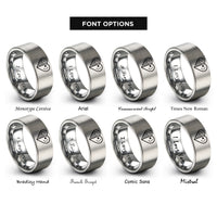 font options for inside engraving on silver usa china heart rings