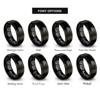 font options for inside engraving on black usa flag rings