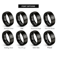 font options for inside engraving on black usa flag rings