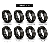 font options for inside engraving on black usa flag rings