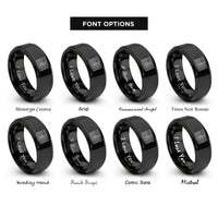 font options for inside engraving on black usa flag rings
