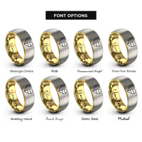 font options for inside engraving on gold & grey usa germany heart rings