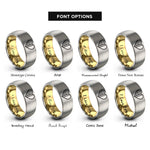 font options for inside engraving on gold & gray usa italy heart rings