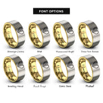 font options for inside engraving on gold & grey usa italy heart rings
