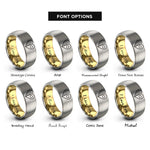 font options for inside engraving on gold & silver usa japan heart rings